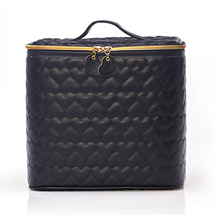Quilted leather makeup case ...