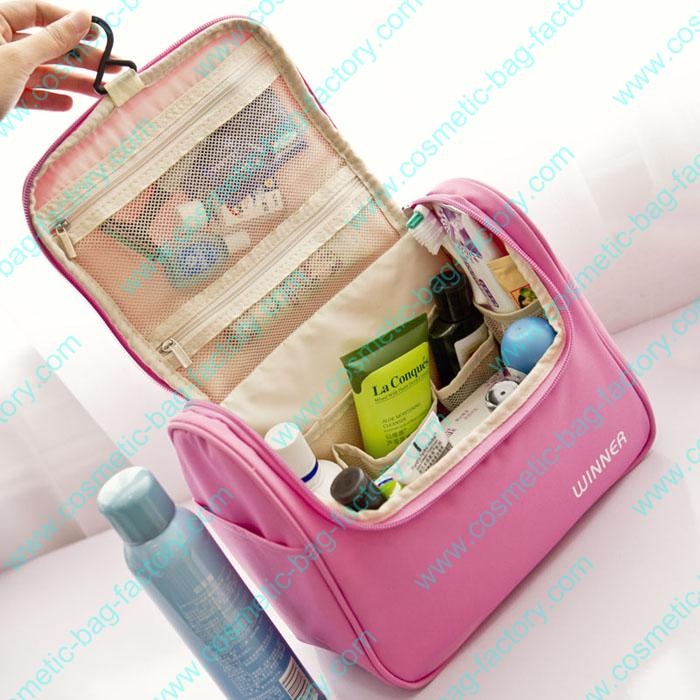 pink color hanging makeup cosmetic bag for lady
