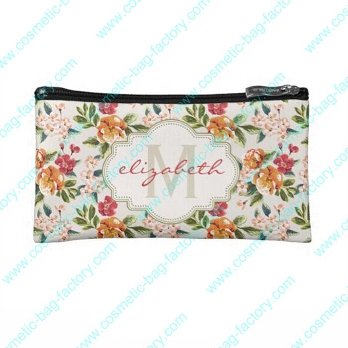 cheap flat floral ladies makeup cosmetic case 