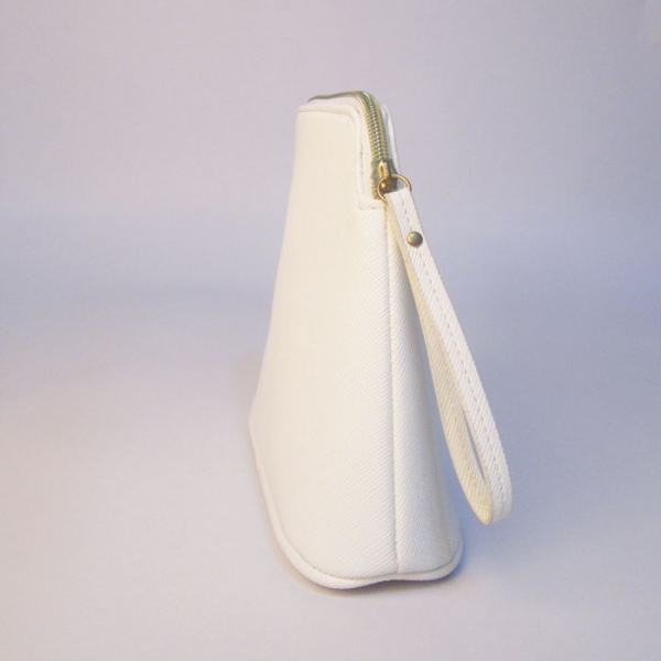 Cute white cross hatch pu makeup purse