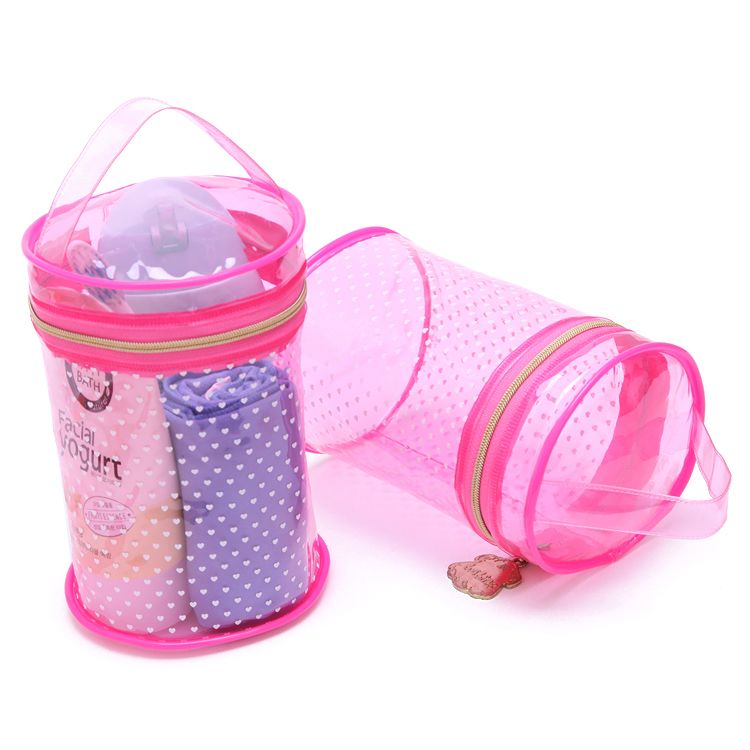 Barrel shape pink pvc makeup bag wholesale FY-A1-002