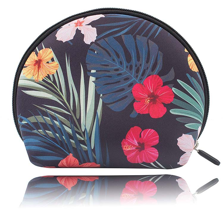 Custom floral print colorful neoprene cosmetic bag FY-A7-001