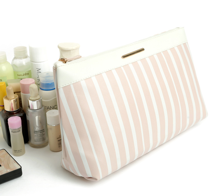 striped cosmetic bag