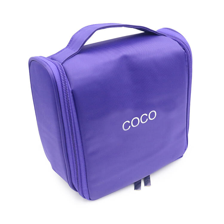 Custom large capacity square purple plain nylon cosmetic bag FY-A6-007