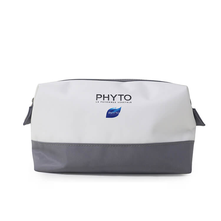 Factory wholesale black and grey promotional silk logo nylon cosmetic bag FY-A6-008