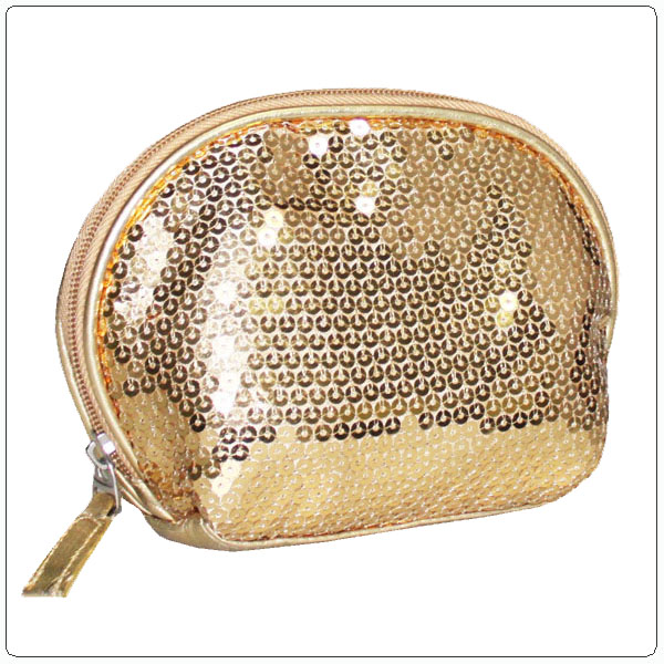 Gold wholesale makeup bag with sequin decoration FY-CB-0043