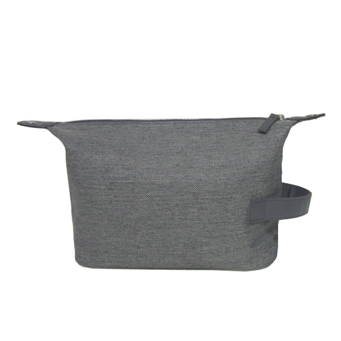 grey cotton linen men travel toiletry bag
