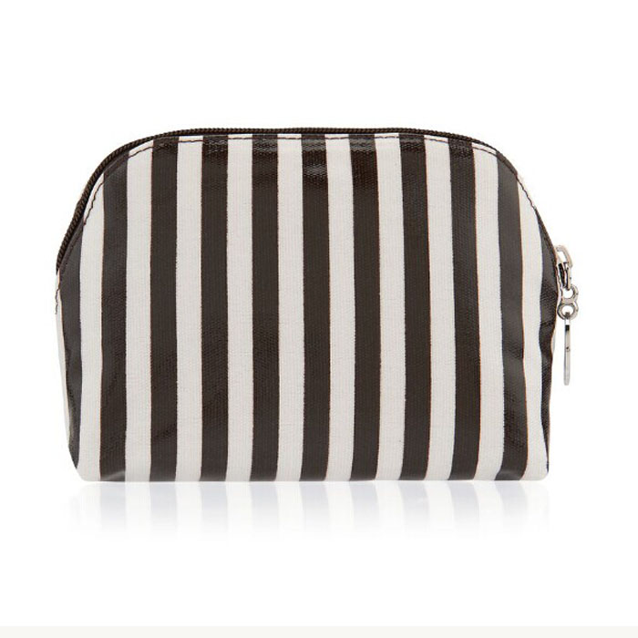 black white stripe dome makeup bag for travel