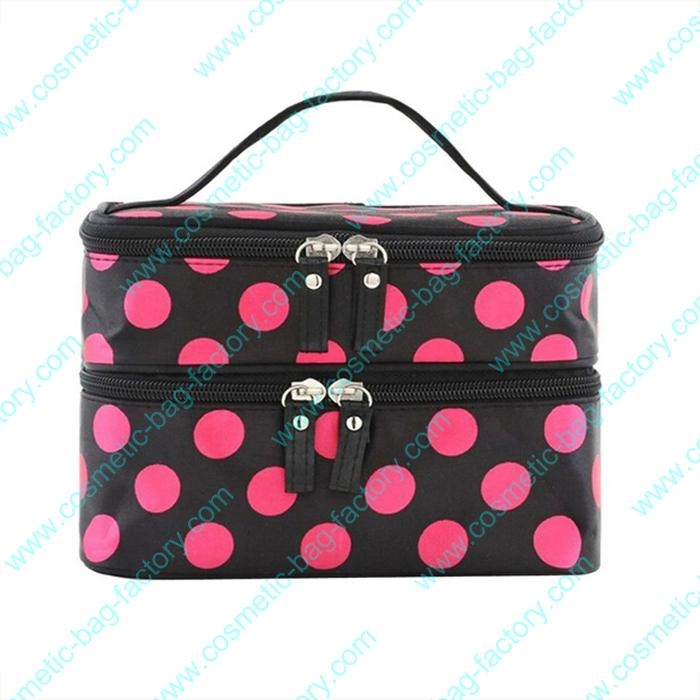 custom dots double layers makeup cosmetic case 