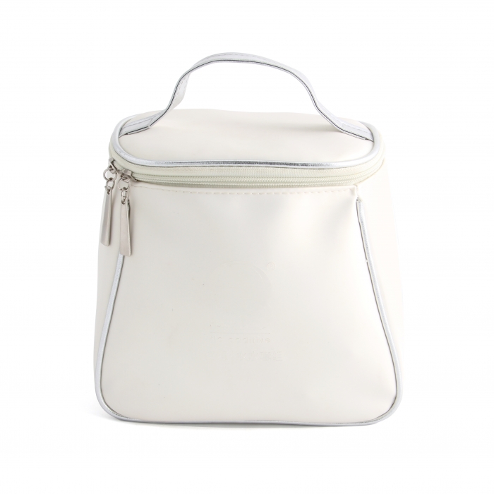 Pure white leather cosmetic bag wholesale