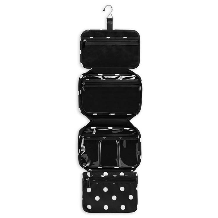 1680D polyester waterproof large travel black polka dot  makeup bag FY-A9-001