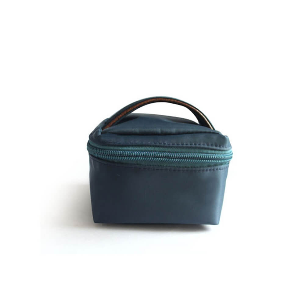 Custom square blue nylon small travel makeup case with handle FY-A6-014