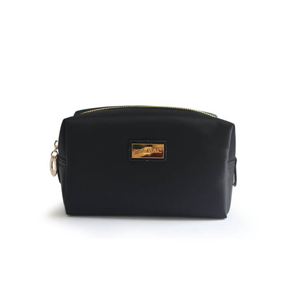 Manufacturer wholesale metal logo zipper black cosmetic pouch bag FY-A6-019