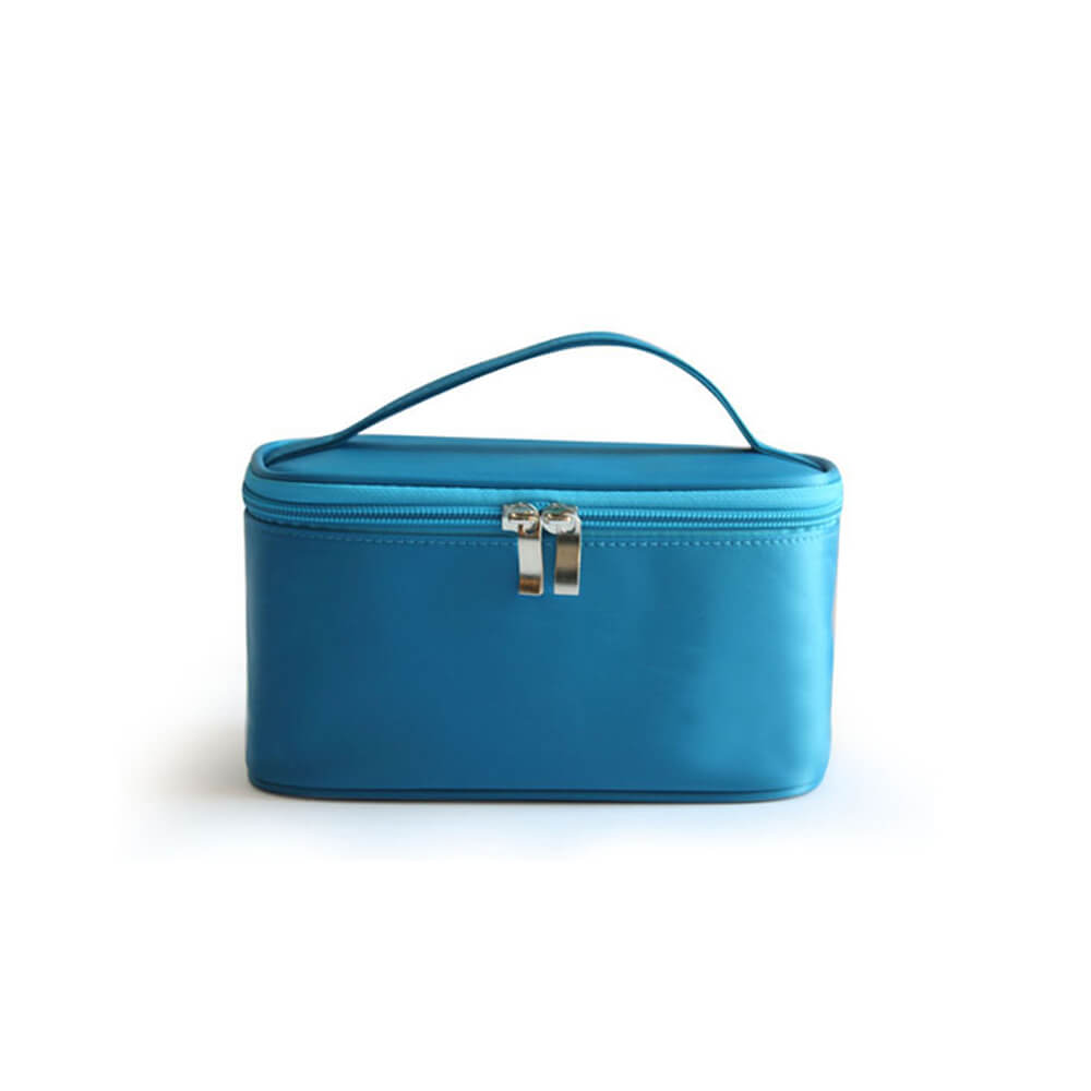 Factory custom blue square nylon bathroom travel makeup case with handle FY-A6-022
