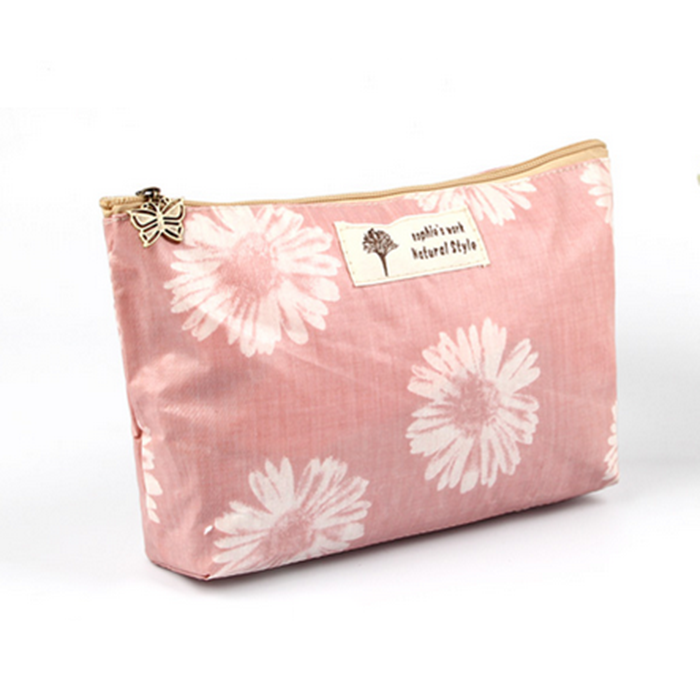 Flower print canvas cosmetic bag FY-CB-111001