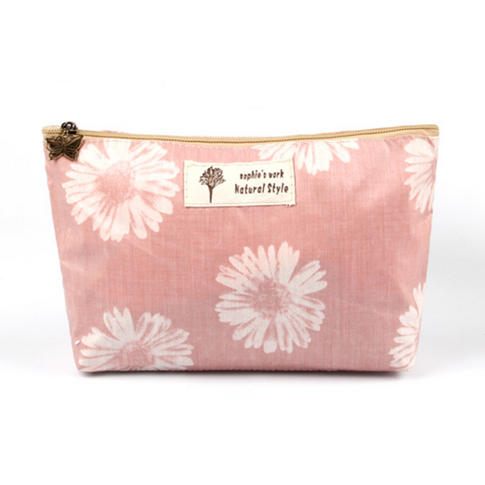 Flower print canvas cosmetic bag FY-CB-111001