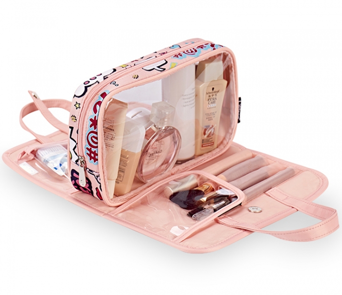Folding removable travel hanging toiletry bag organizer cosmetic bag FY-OB-055