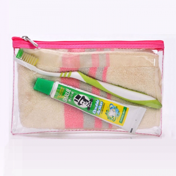 Custom cheap clear pvc flat cosmetic bag FY-CB-0055