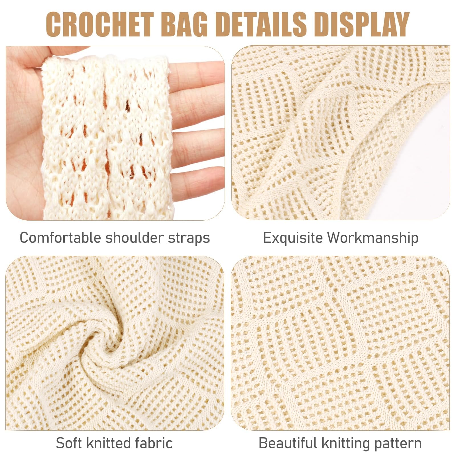 Crochet mesh tote color and pattern variations