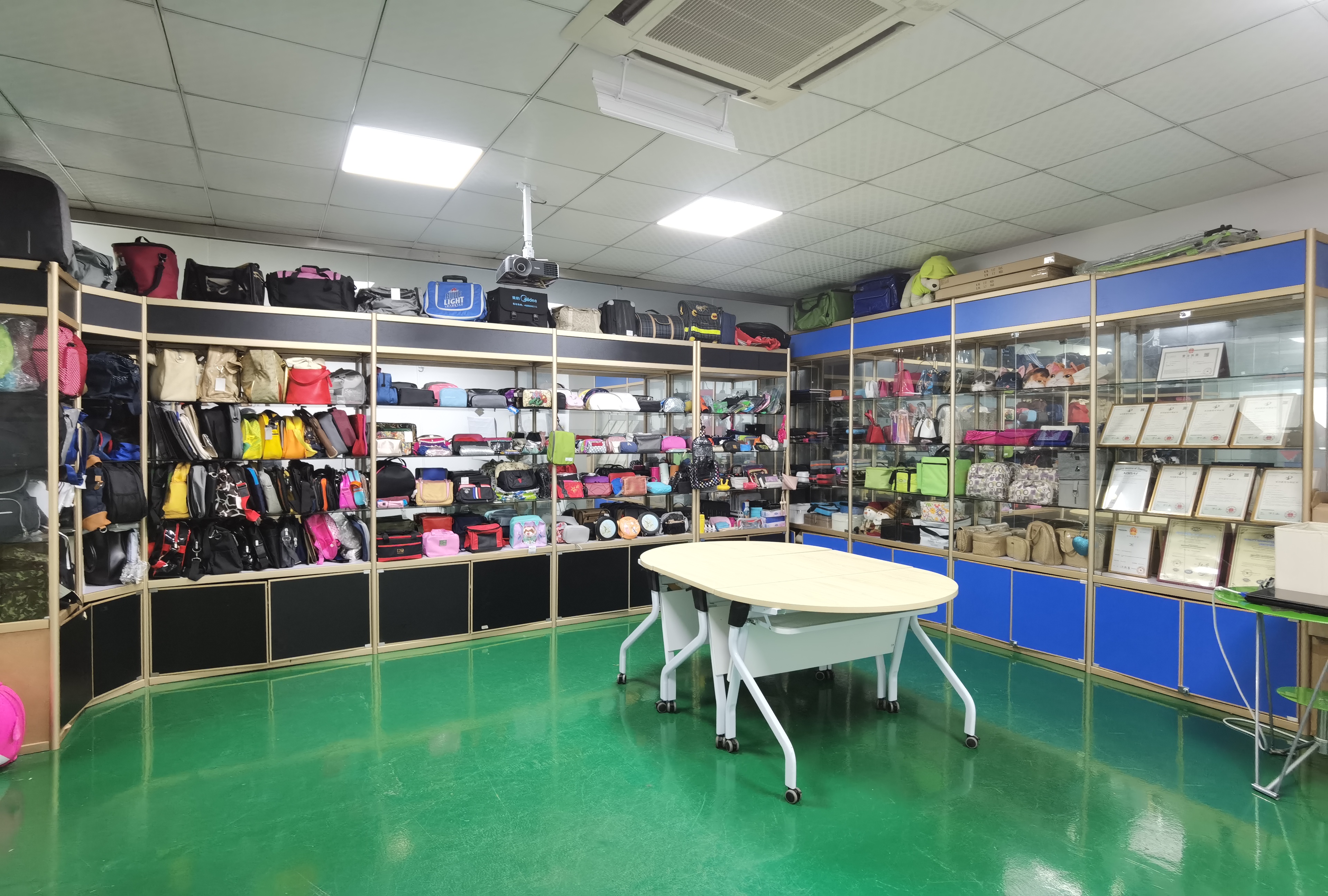 FUYUAN cosmetic bag sample room where prototypes and test specimens are prepared