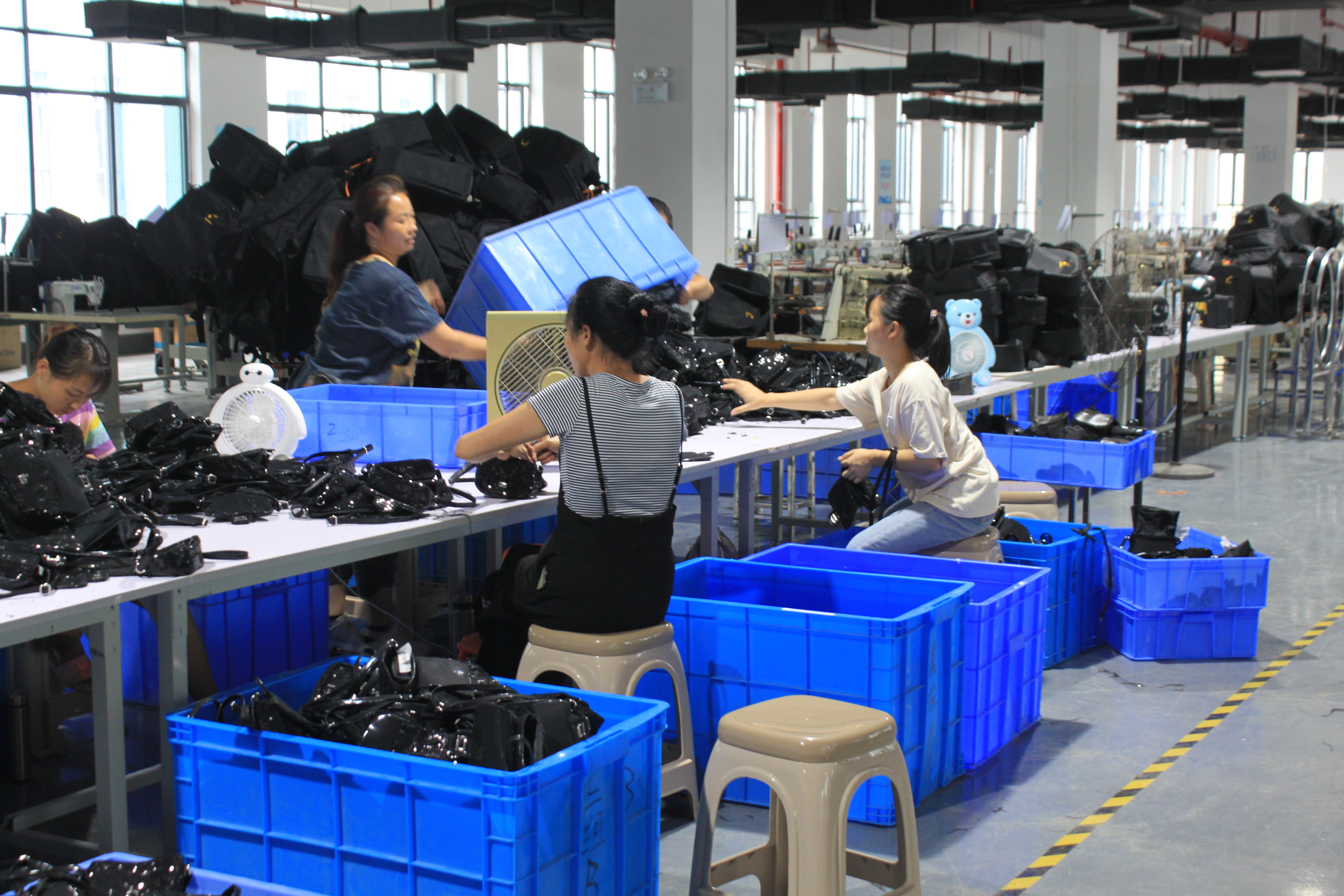 Mesh bag knitting and sewing production line FUYUAN factory